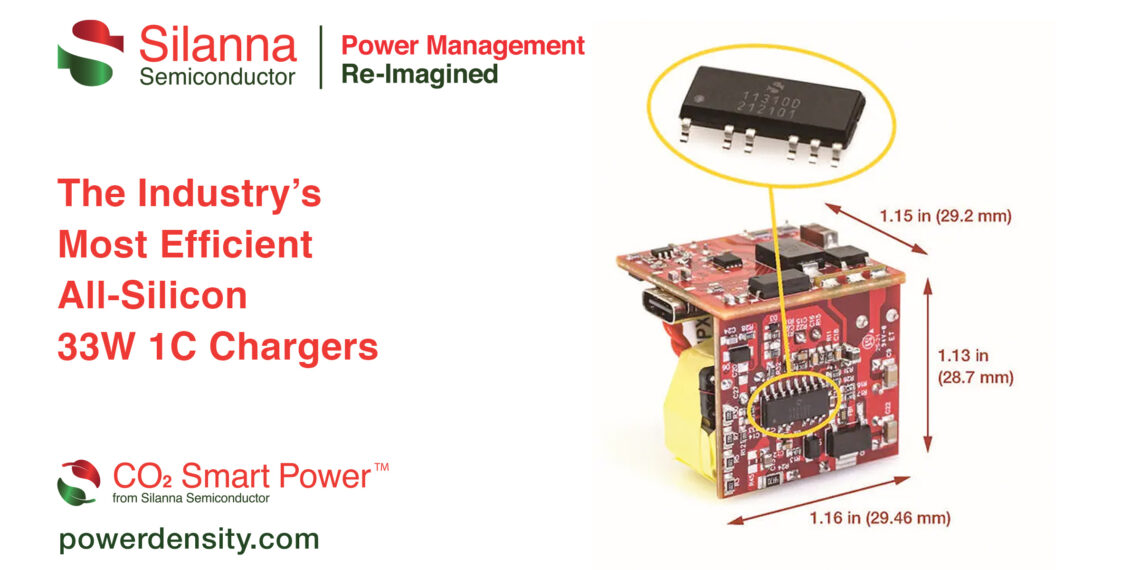 Silanna Semiconductor Reference Design Supports Development of Industry’s Most Efficient All-Silicon 33W 1C Chargers
