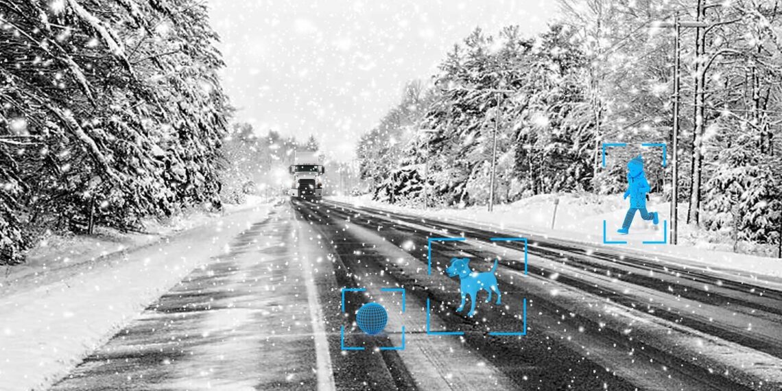 Image displaying a running train using sensors to detect animal, human and other obstacles