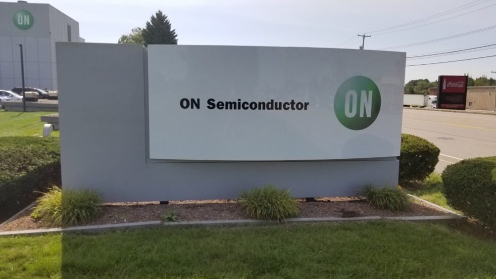 on-semiconductor logo on a wall