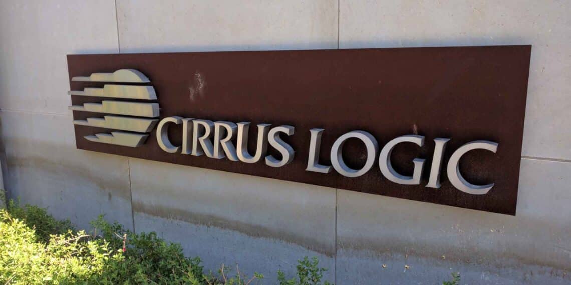 Cirrus Logic logo on building wall